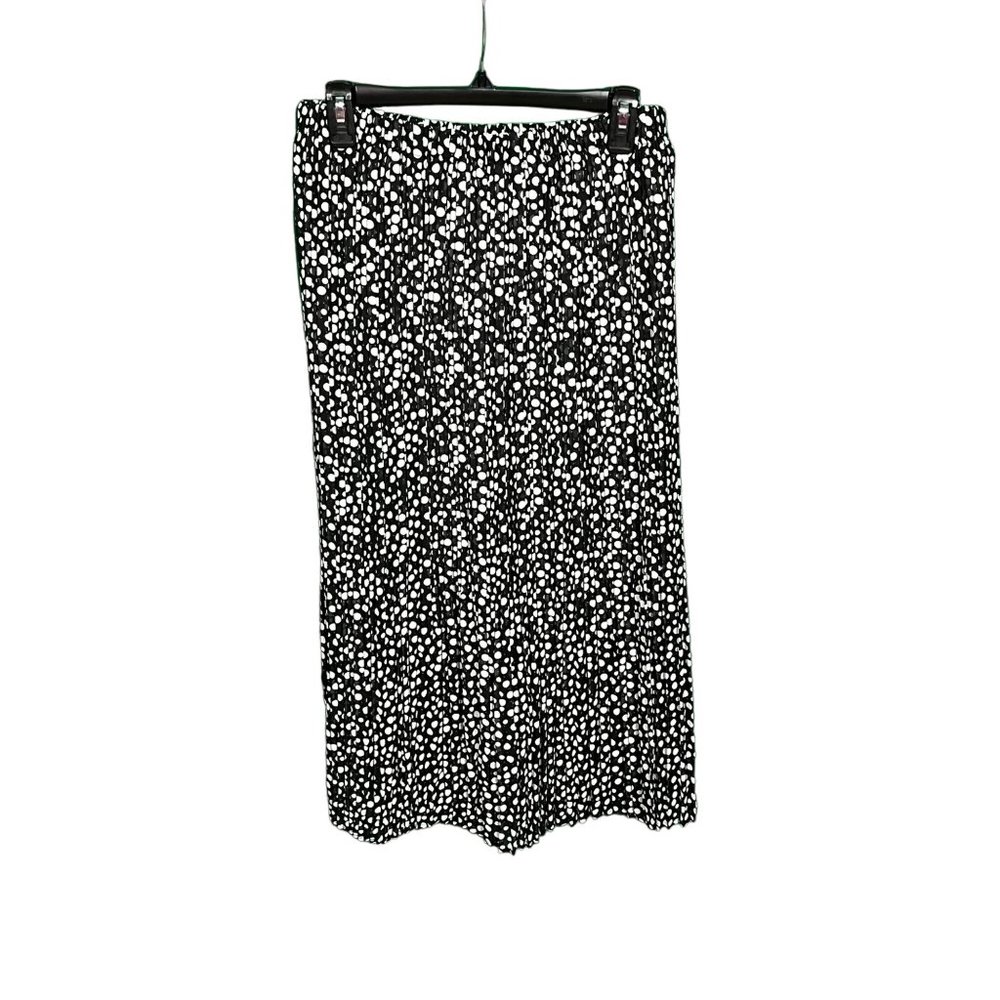 Mini Pleats Magic Scarf Black White Polka Dot Maxi Skirt One Size
